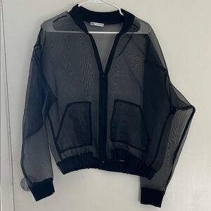 Zara Black Sheer Bomber Jacket
